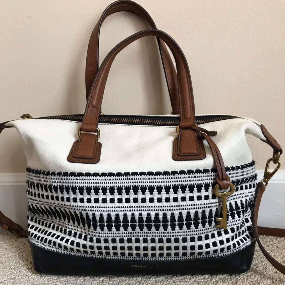 Fossil leather and print bag